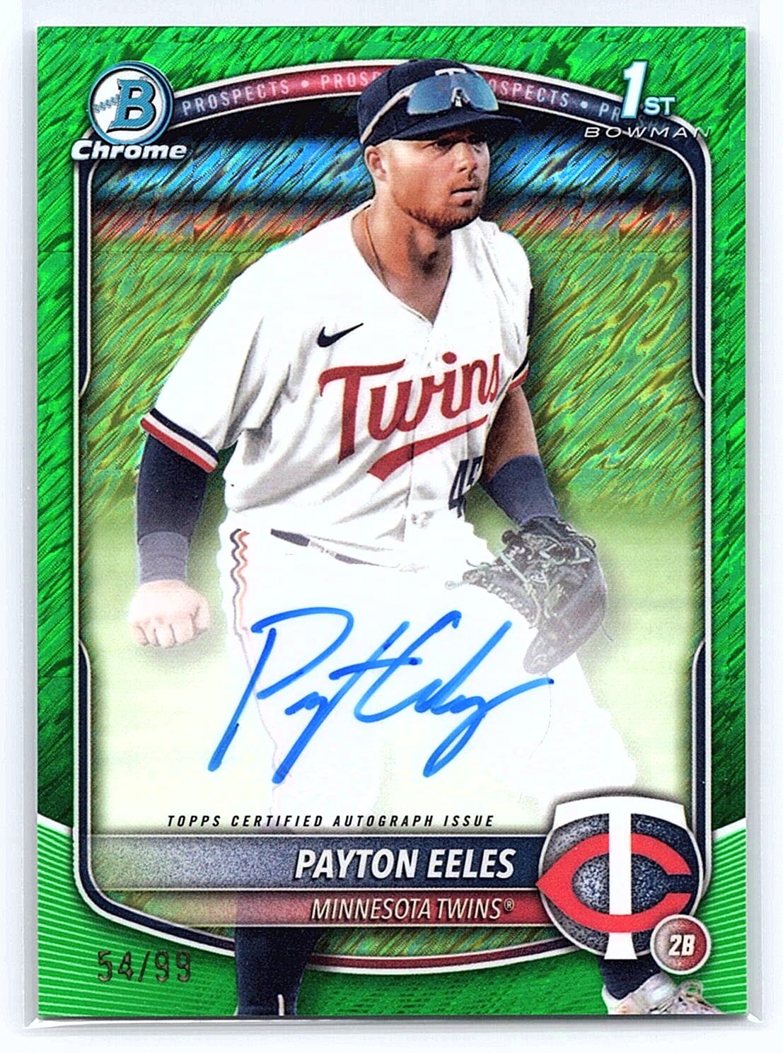 2025 Bowman Chrome #CPA-PE Payton Eeles Autograph Green Shimmer Refractor #/99