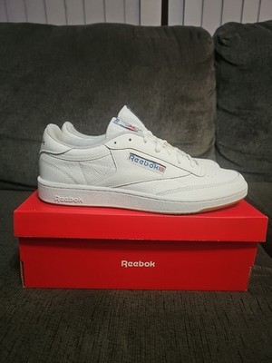 Men Reebok Club C 85 Leather Shoes White/Blue/Gum Sz 12