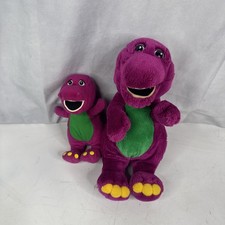 Lot of 2 Barney the Purple Dinosaur Plush 12" 8" Stuffed Animals Vintage 1990s
