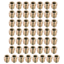 50pack Furniture Threaded Insert Nuts Zinc Alloy Hex-Flush M5 Internal Threads