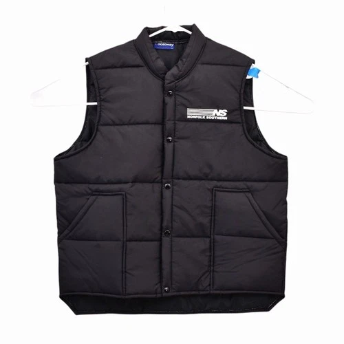 Norfolk Southern Black Puffer Vest Logo Full Zip Pockets Men's Large L - product listing photo