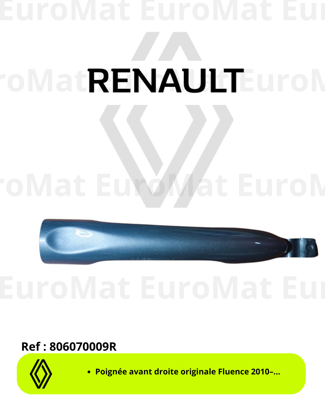 Poignée de rechange avant droite pour rénovation Renault Fluence 2010