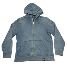 American Giant Hoodie Mens L Full Zip Heavyweight Faded Wash Blue Made in USA
