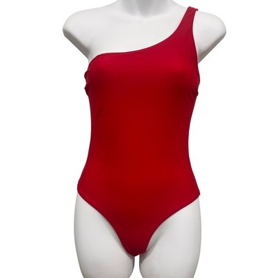 Moeva London Red One Shoulder One Piece Swimsuit Size S UK 8 EUR 36 High Cut