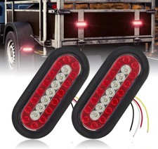 6 Inch Oval Truck Trailer Tail Lights Oval 6" Red and White Backup Reverse Stop