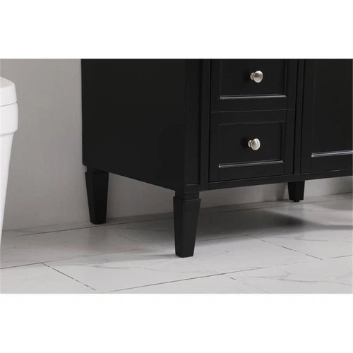 Elegant Decor Park Avenue 32" Solid Wood & Metal Single Bathroom Vanity in Black - Picture 5 of 8