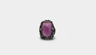 Vintage Art Nouveau Sterling Silver 925 Cabochon Amethyst Ring, Size 5.25-8.7gr