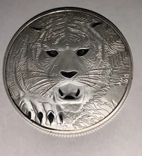 1Pcs Dragon Tiger Bronze Coin Silver Plated 40mm Collectible Coin