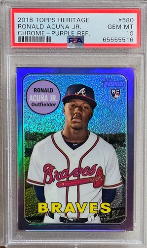 2018 Topps Heritage High Number - Ronald Acuña Jr. #THC-580 Chrome Purple Refrac