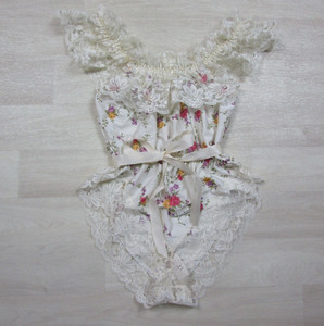 Vintage Dolores Promise by Poirette ILGWU Lace Teddy Romper Bodysuit (S) 70s