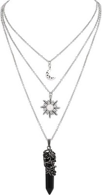 Sacina Gothic Emo Grunge Crescent Moon Choker, Moon Sun Star Choker Necklace, Go