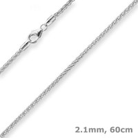2,1Mm Zopfkette Silberkette Collier Halskette Aus 925 Silber 60Cm