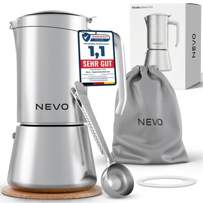 NEVO Espressokocher Edelstahl Induktion 6 Tassen   Premium Mokkakanne alle Herde
