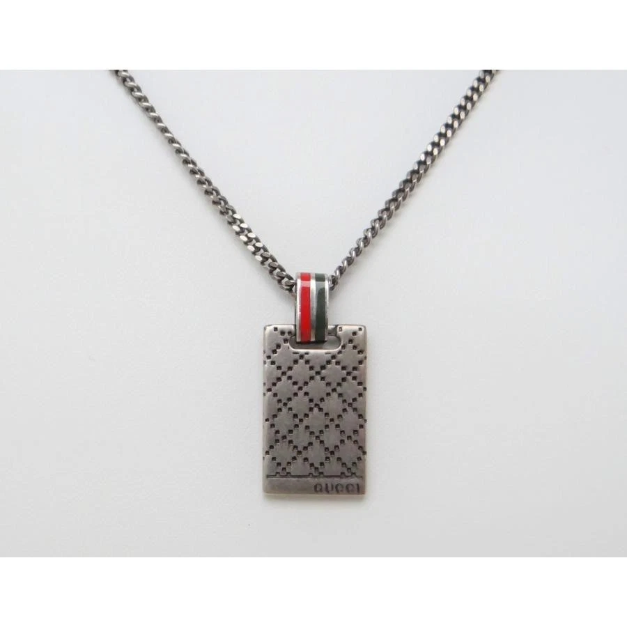 Authentique collier pendentif chaîne plaque Gucci SV925 L1,4 x H2,3 x P0,2 cm bijoux