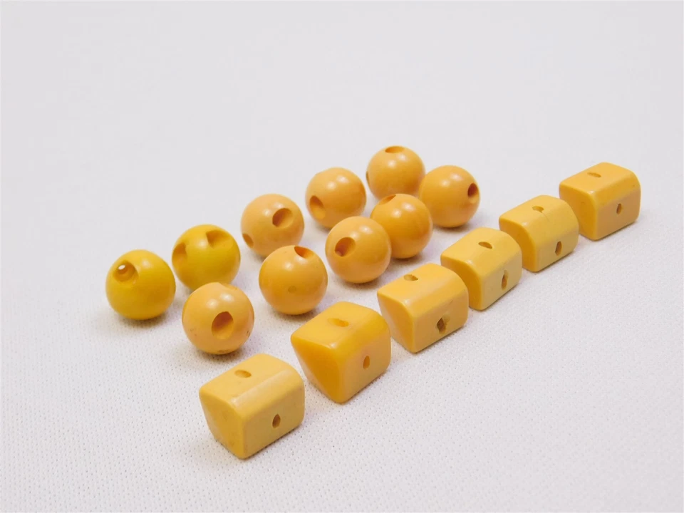 Vtg Set Of 16 Round & Abstract Butterscotch Bakelite and Plastic Buttons Beads - Image 3 of 3