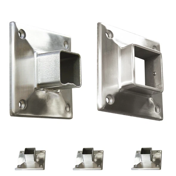 REINARTZ Wandflansch Vierkantrohr Edelstahl Rohr 40 x 40 Quadratrohr Vierkant Flansch V2A