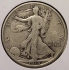 1918-D Walking Liberty Half Dollar in Very Good Condition