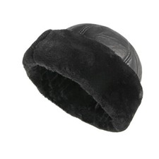 Hommes Faux Cuir Fourrure Bonnet Scutellaire Marin Casquette Manchette Ski Hiver