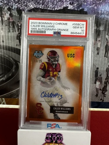 CALEB WILLIAMS 2023 Bowman U 1955 On Card Auto Orange #13/25 PSA 10 Rookie Bears