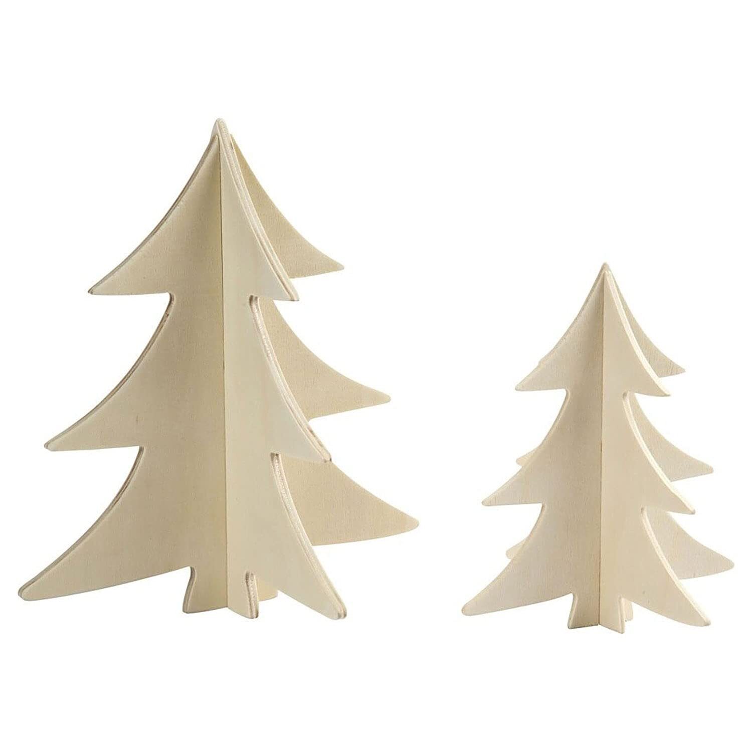 Christmas Trees, H: 13+18 cm, plywood, 2asstd