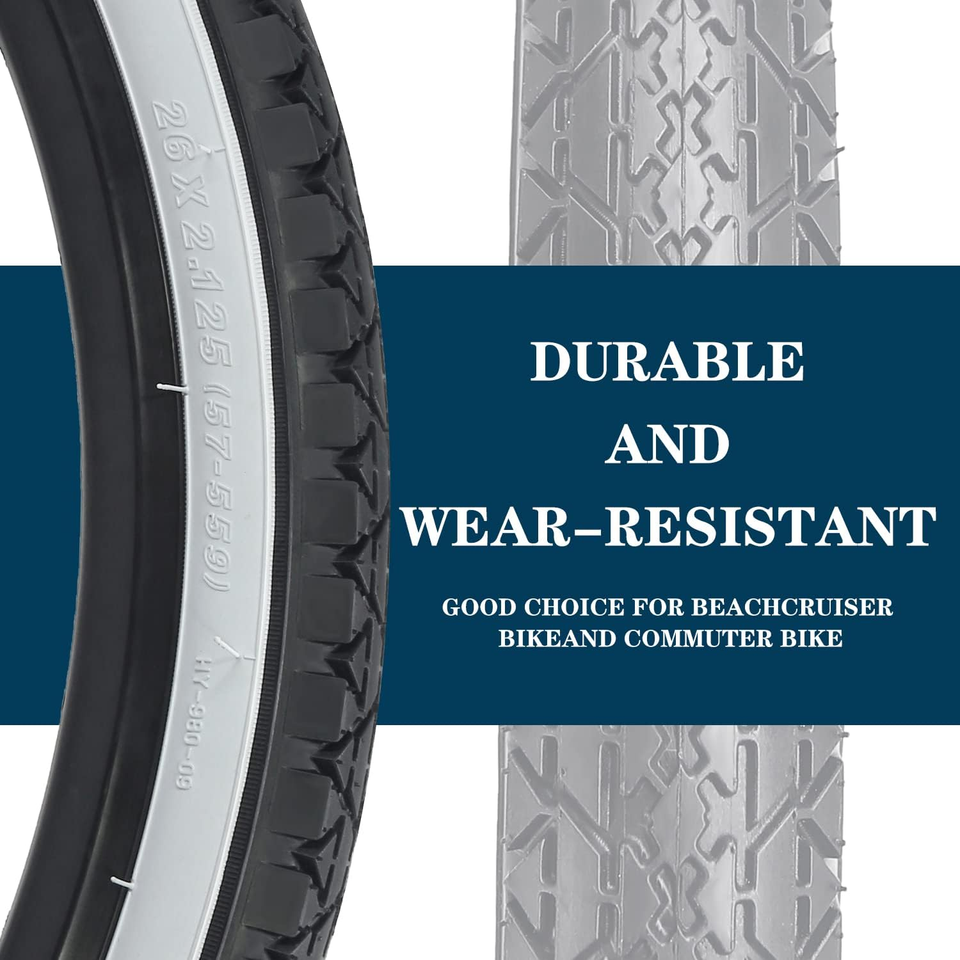 Bike Tire,26" X 2.125" / 24"X2.125" Folding Beach Cruiser Bicycle Tires