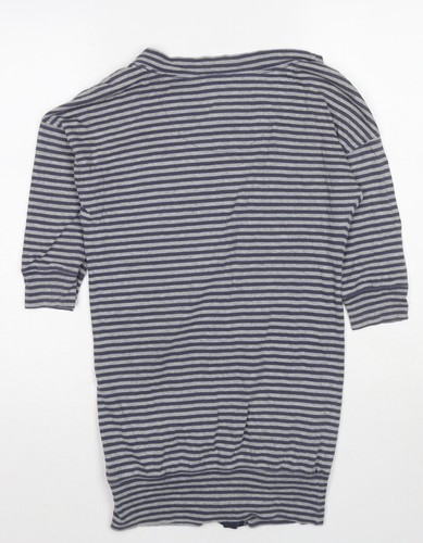 Jack Wills Womens Grey V-Neck Striped Cotton Blend Cardigan Size 8 - Picture 2 of 10