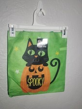 Happy Halloween Reusable Trick or Treat Bag - Green/Cat/Pumpkin        - NEW