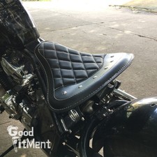 Sedile Moto Nero Solo Pelle Molla Sedile Singolo Universale Chopper Bobber