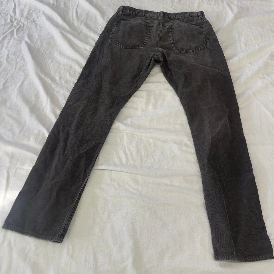 Pantalones John Varvatos EE. UU. Botón Mosca Gris Pana Envejecido Hombres Talla W-33 L-31. Foto 2 de 4
