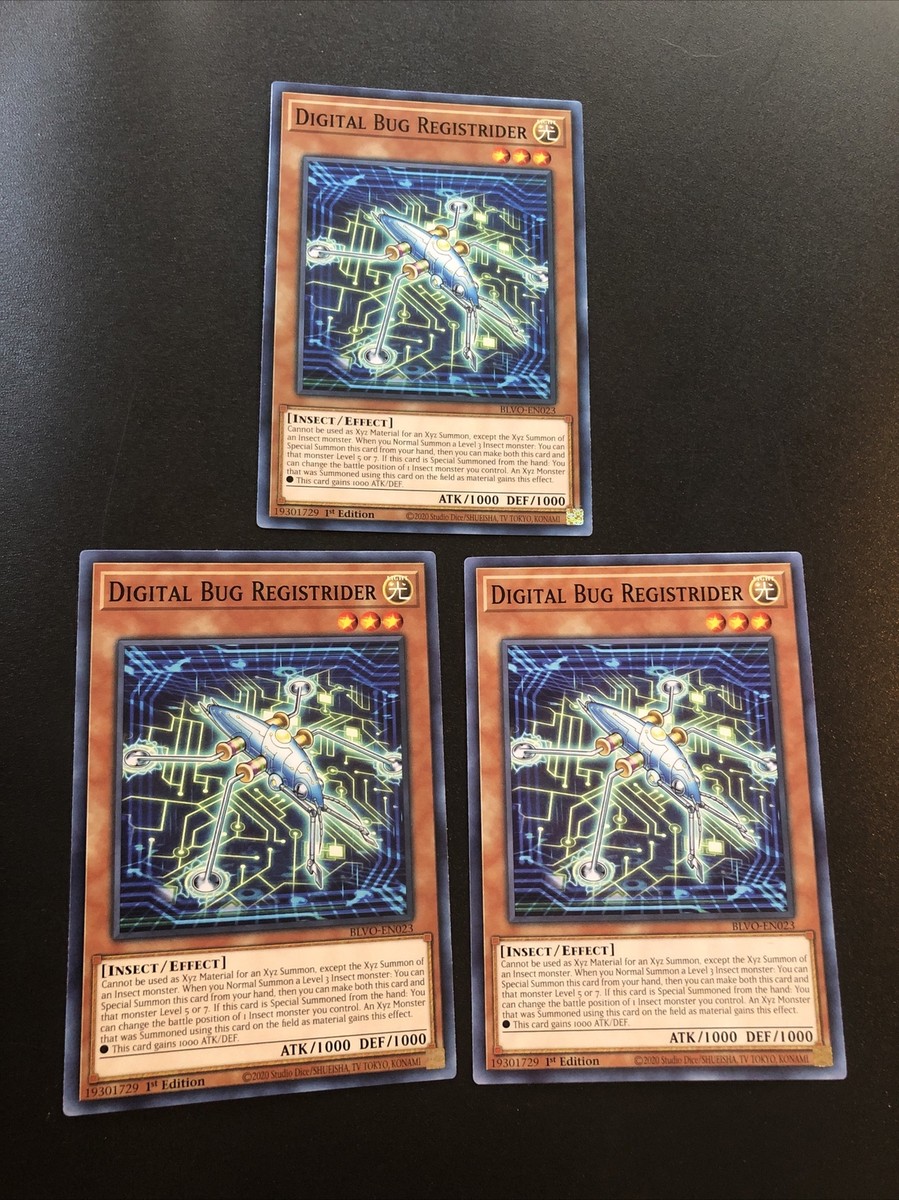 3x Yugioh Digital Bug Registrider BLVO-EN023 Common NM