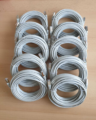 10 Stück Pachkabel 10 m CAT5e FTP S-UTP ( geschirmt ) RJ45 shielded grau CAT5