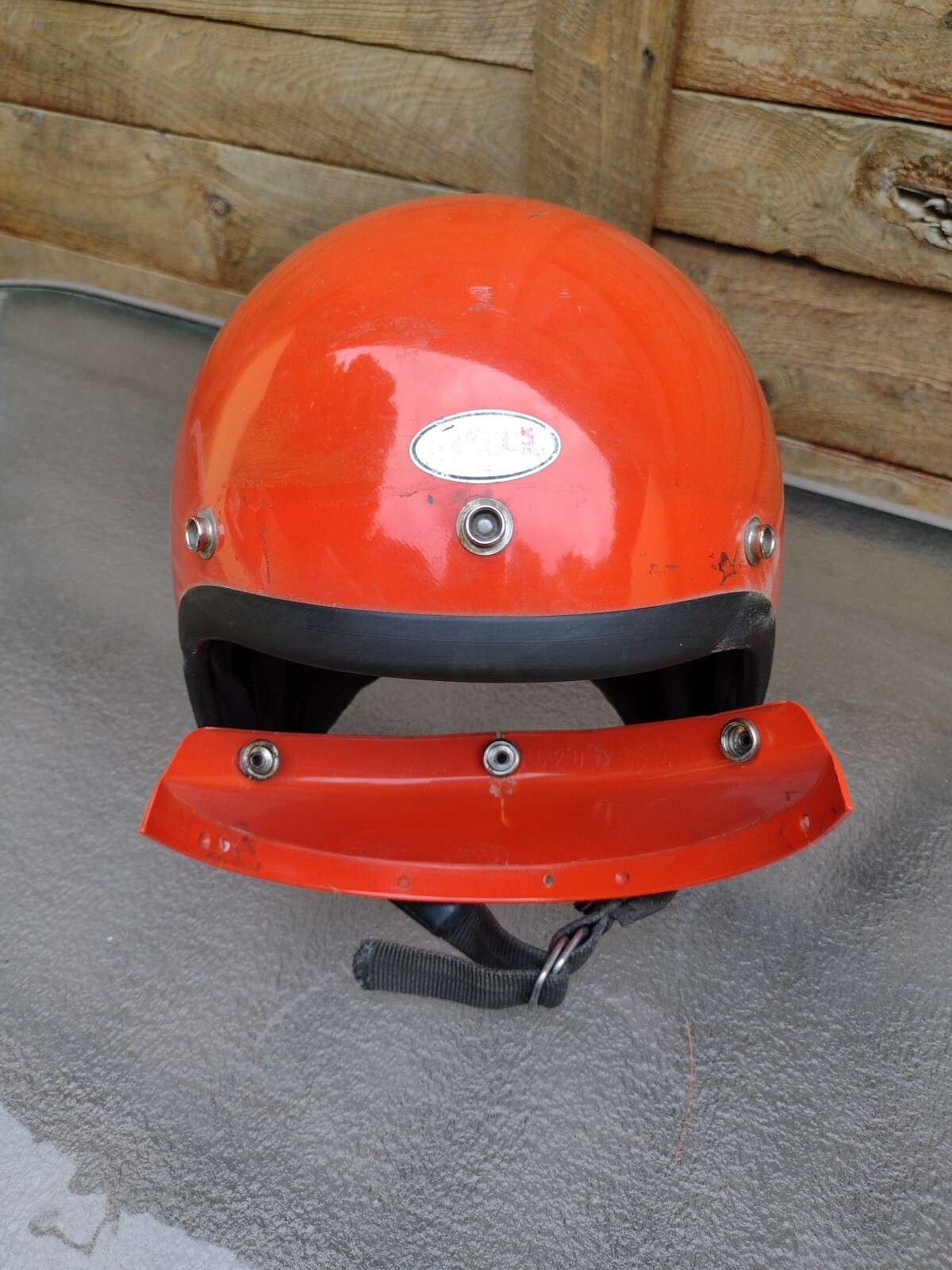 Vintage 1976 Bell Orange Super Magnum  Motorcycle Helmet Size 7 - 1/8 W/520Visor