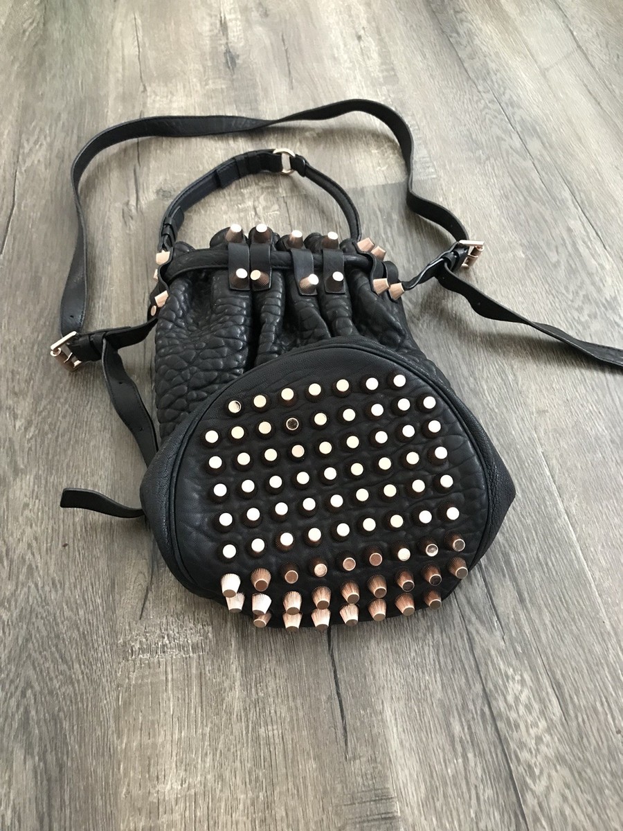 Alexander Wang Diego Bucket Bag Black Leather Rosegold Hardware