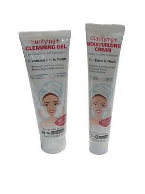 BioMiracle Clarifying Moisturizing Cream & Purifying Cleansing Gel Set- New 