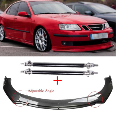 Carbon Fiber Style Front Bumper Lip Spoiler Strut Rods For Saab 9-3 9-5 Body Kit