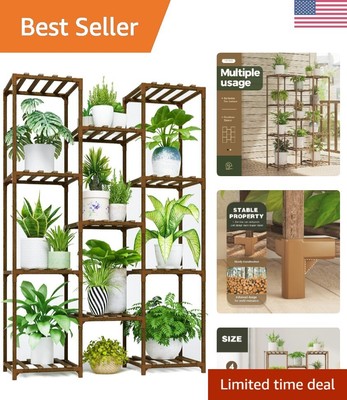 Sturdy No-Screw Plant Stand - 11 Pot Capacity for Elegant Indoor/Outdoor Spaces