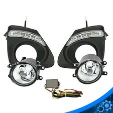Clear Lens Fog Lights Lamps Wled Drl Bezel Set For Toyota Corolla 2011-2013 Lr