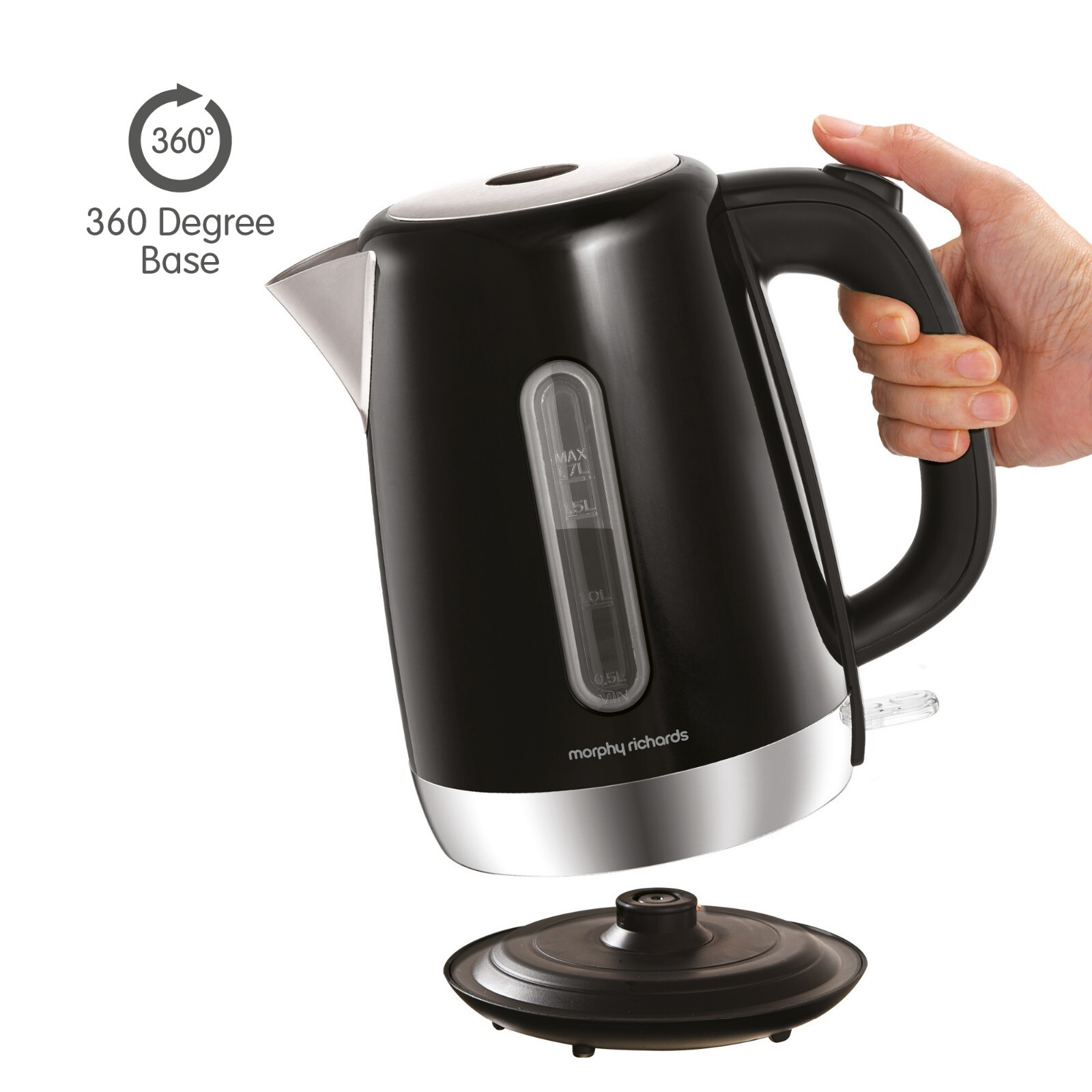 Morphy Richards Equip Jug Kettle, Black, 1.7L, 3KW, 102783