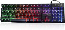 Teclado Mecanico Arco Iris LED Retroiluminado Grande USB Teclado Gamer Windows