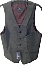 $ 125 HART SCHAFFNER MARX MEN’S Plaid Suit VEST, Charcoal, Size M