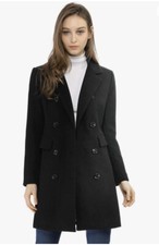 Allegra K Women's Winter Coat Elegant Notched Lapel Double Breasted Trench Coat