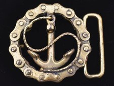Naval Anchor Chain Solid Brass Handmade Vintage Belt Buckle