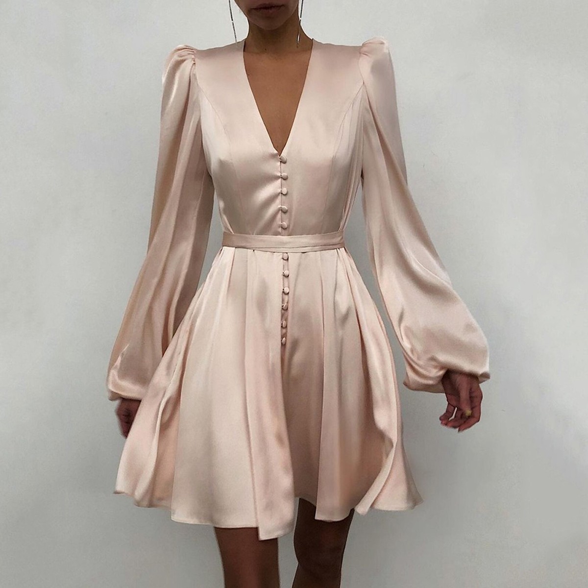 PLUS SIZE Women Silky V-Neck Mini DreSS LadieS Formal Evening Party Skater  DreSS | eBay