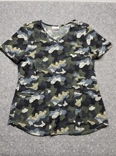 Scrubstar Forest Camo Scrub Top Green Size M Short Sleeve KG JD