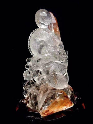 Top Natural Fire Quartz Dragon Carved quartz Crystal Skull