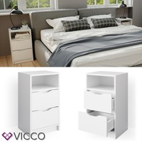 2Er Set Nachttisch Ruben Weiß Nachtkommode Nachtschrank FüR Boxspringbett Vicco