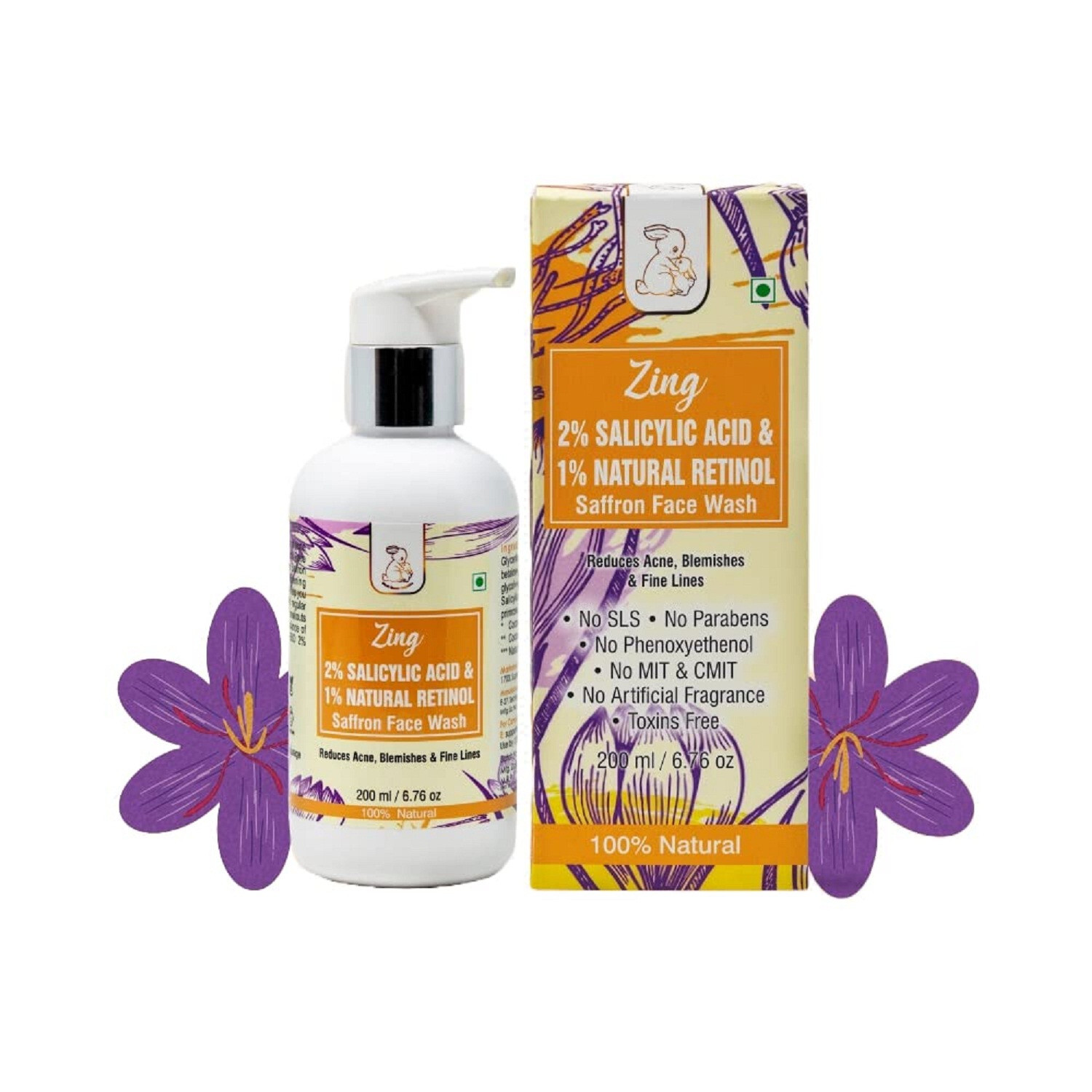 Blush Bunny Zing Vitamin C Saffron Face Wash With 1 Retinol For Unisex