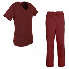 Women's Scrub Set Medical Nursing Uniform Top and Drawstring Cargo Pants