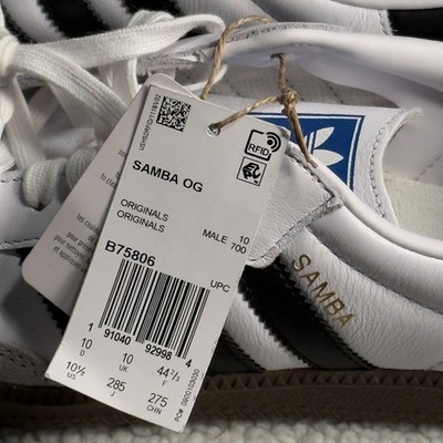 NEW adidas US Men's Size 10.5 - Samba OG Originals Low White Black