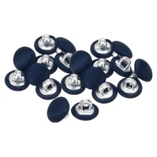 20pcs 10mm Fabric Cloth Covered with Metal Shank Round Buttons, Navy Blue